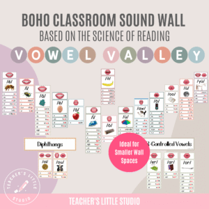 Boho Sound Wall based on Science of Reading - Vowel Valley