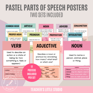 Pastel Parts of Speech Posters