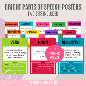 Bright Parts of Speech Posters