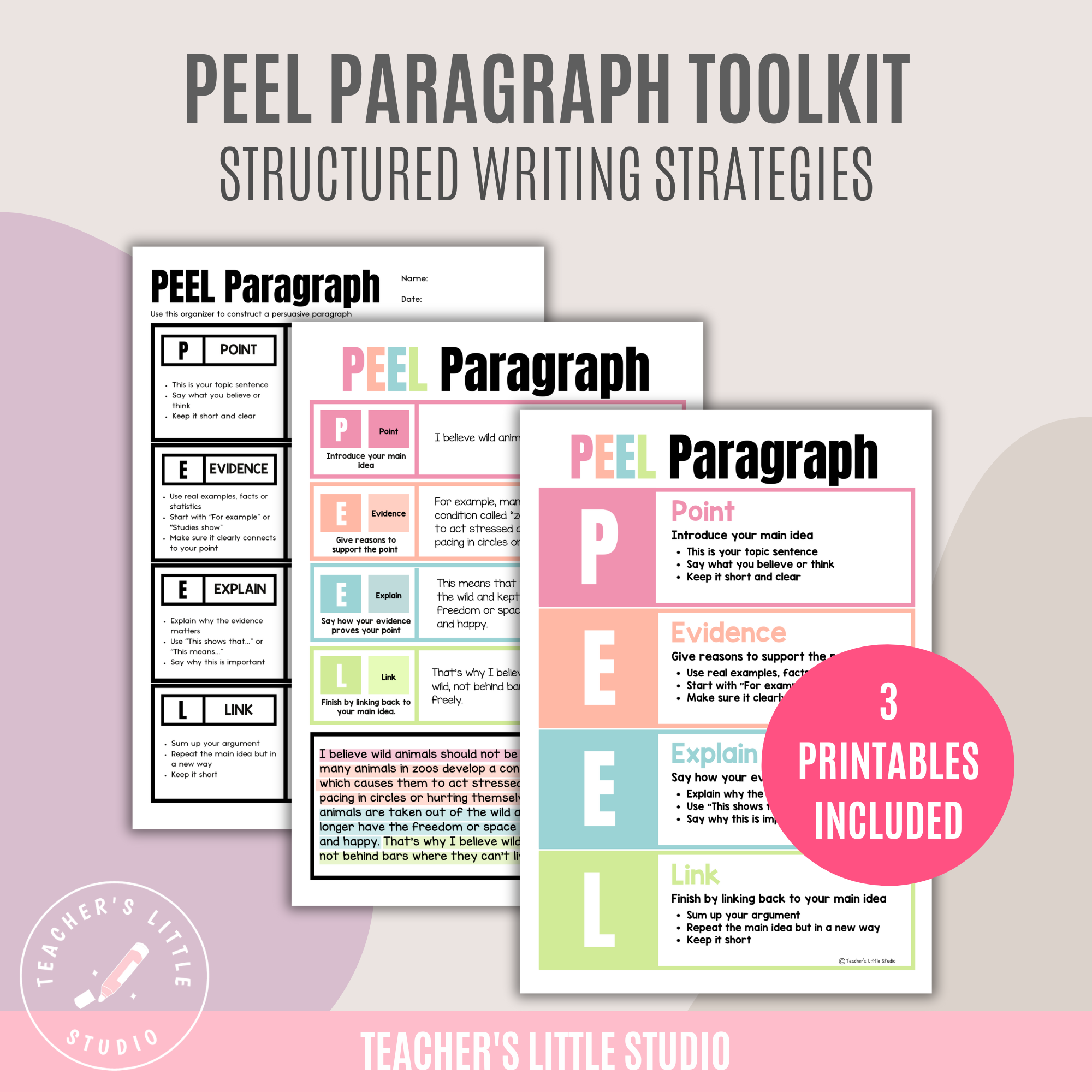 Pastel PEEL Paragraph Writing Toolkit