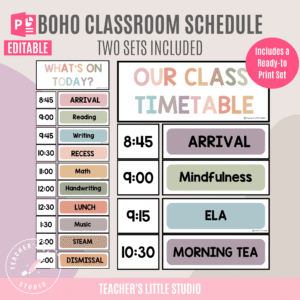 Boho Classroom Schedule