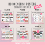 Boho English Posters 6 Pack BUNDLE