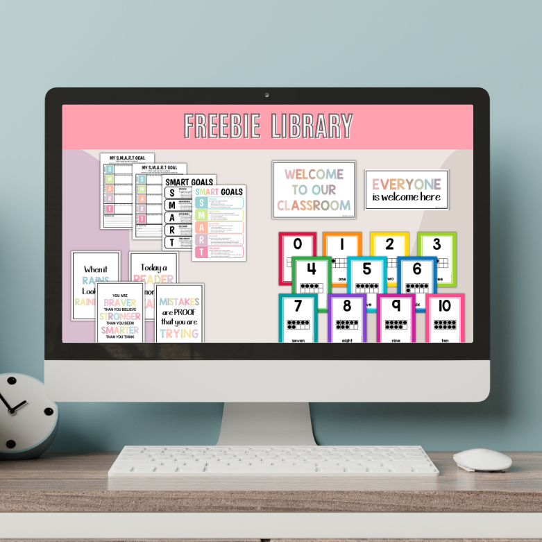 Freebie resources on computer screen