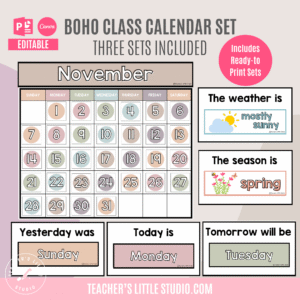 Boho Class Calendar Set