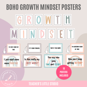 Boho growth mindset posters