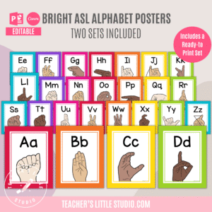 Bright ASL Alphabet Posters