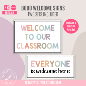 Boho Welcome Classroom Signs