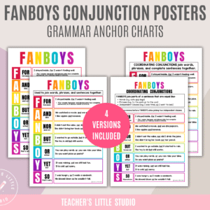 Bright FANBOYS Conjunction Posters - Teacher's Little Studio