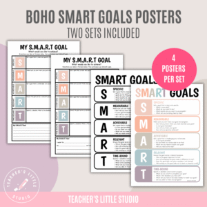 Boho SMART Goals Set - Two Sets Included - Teacher's Little Studio