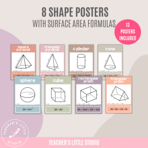 Boho 3D Shapes With Surface Area Formulas - Teacher's Little Studio