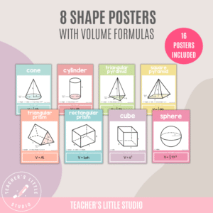 Pastel 3D Shapes With Volume Formulas - Teacher's Little Studio