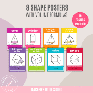 Bright 3D Shapes With Volume Formulas - Teacher's Little Studio