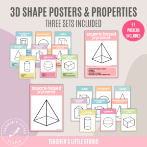 Pastel 3D Shape Posters with Properties - Teacher's Little Studio