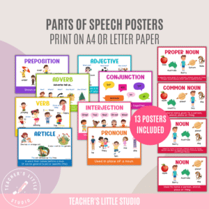 Parts of Speech Early Years Posters - Teacher's Little Studio