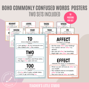 Boho Commonly Confused Words Posters